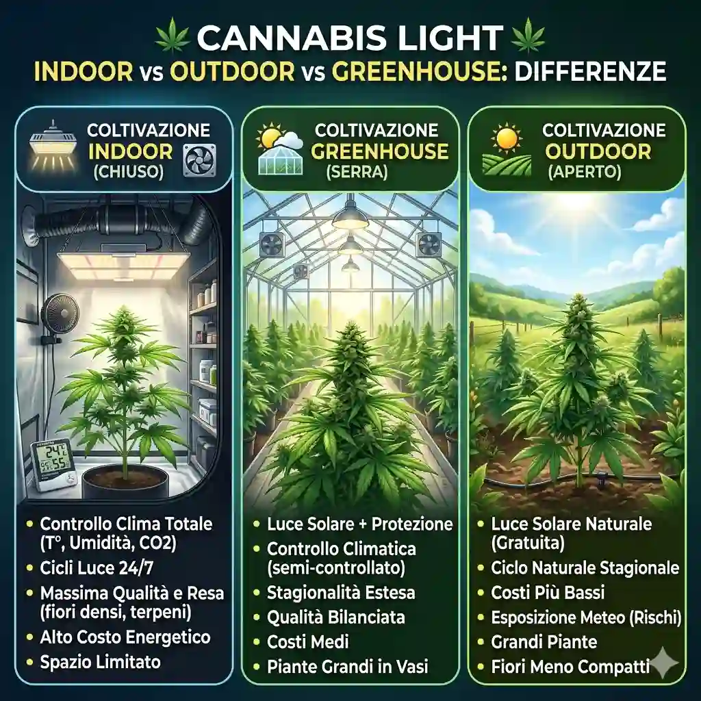 Confronto cannabis light indoor outdoor greenhouse tre cime a confronto1 - WeWeed.it - WeWeed.it Confronto cannabis light indoor outdoor greenhouse tre cime a confronto