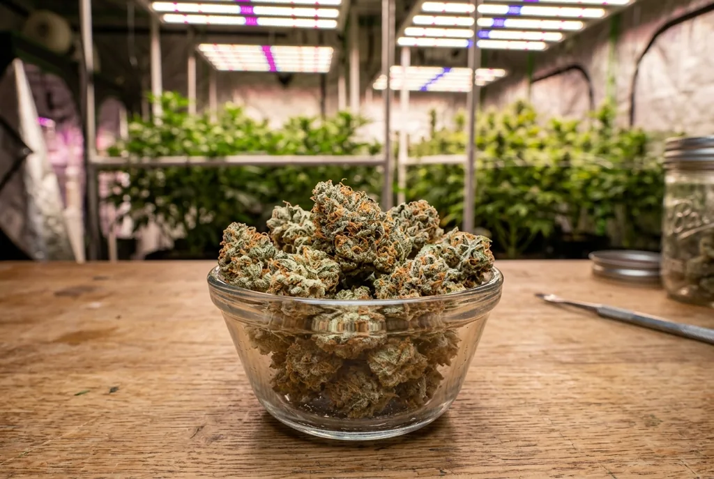 Baby Buds di cannabis light indoor WeWeed con tricomi visibili, coltivazione idroponica Sardegna