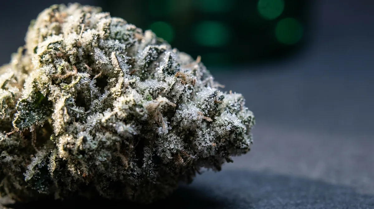 Ice Rock Premium con 96% di CBD, l'hashish legale più forte del 2026, fiore rivestito di cristalli di cannabidiolo