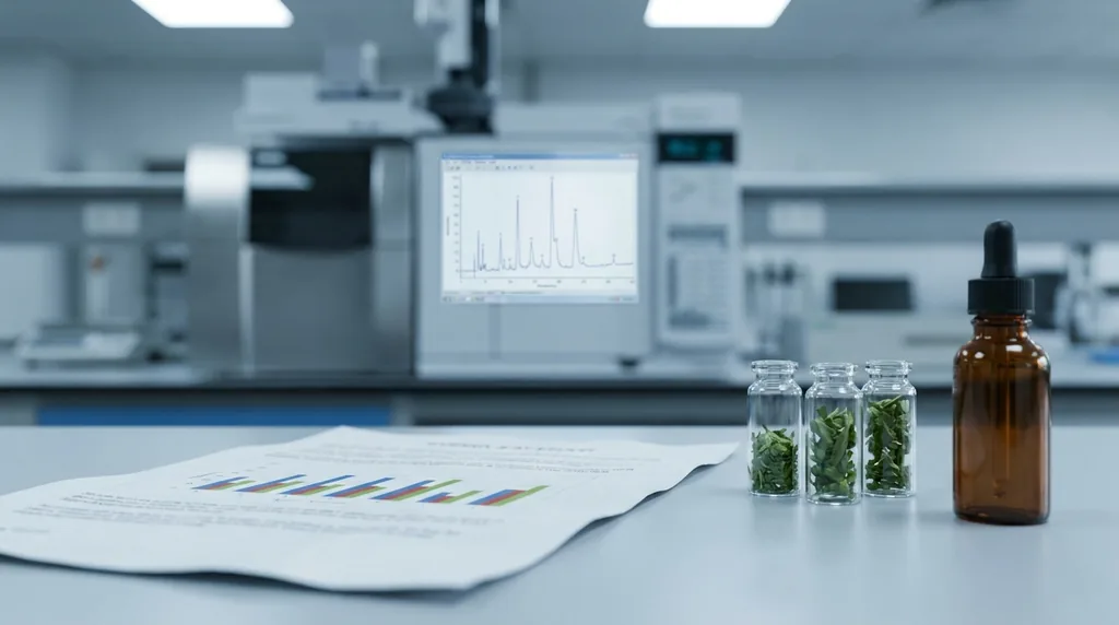 Sezione profilo terpenico di un certificato di analisi GC-MS con terpeni totali e terpene dominante